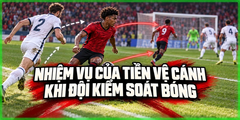 Nhiệm vụ của tiền vệ cánh khi đội kiểm soát bóng Nhiệm vụ của tiền vệ cánh khi đội kiểm soát bóng